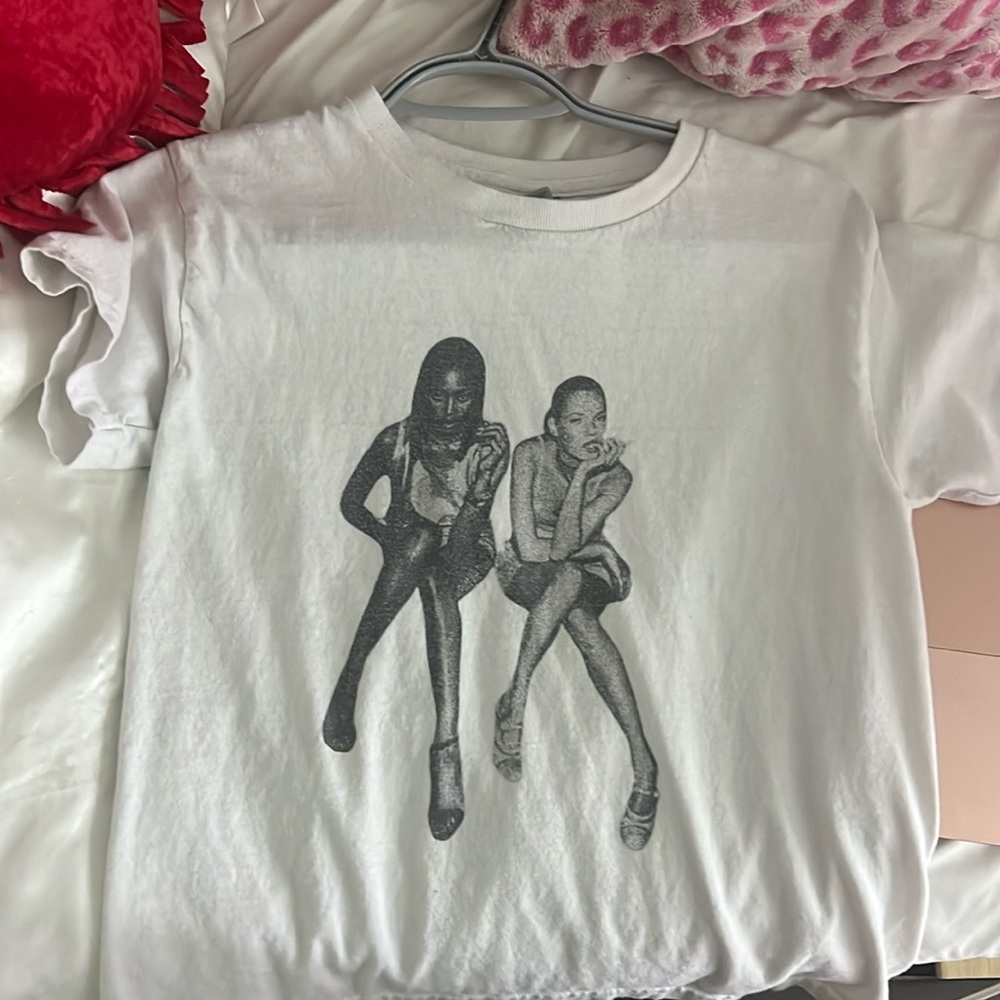 in print we trust baby tee white